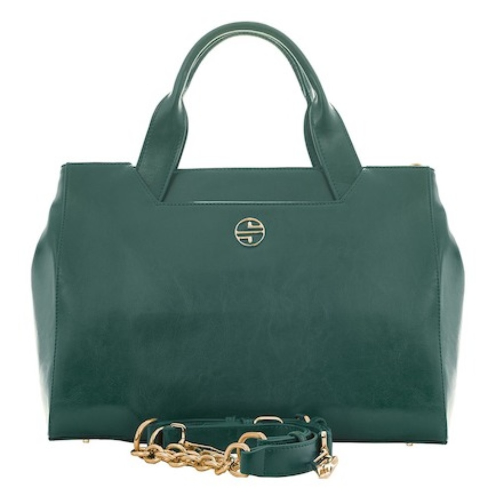 New! Segolene En Cuir Forest Green Leather Satchel